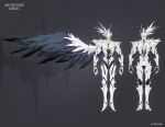  armor concept_art copyright crownless_(wuthering_waves) english_text highres monster no_humans single_wing tagme two-tone_wings white_armor wings wuthering_waves yellow_eyes 