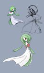  big_breasts breasts cheesyleaves cleavage clothed clothing digital_media_(artwork) dress female gardevoir generation_3_pokemon green_body green_hair grey_background hair hair_over_eye huge_breasts humanoid nintendo not_furry one_eye_obstructed pixel_(artwork) pokemon pokemon_(species) red_eyes simple_background solo white_body white_clothing white_dress 