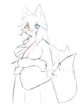  absurd_res anthro big_breasts blush bodily_fluids breasts butt canid canine canxue canxue_(character) clothed clothing female fingers fox fur hair hi_res holyhorizon lactating long_hair mammal milk nipples portrait smile solo tail 