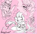  arien_the_lavender blush buddy_the_poppy curled dialogue duo elemental_creature female flora_fauna flower flower_creature hi_res holding_object holding_plushie lying plant plushie sketchygarden smile 