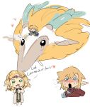  blonde_hair blush bodily_fluids chibi clothed clothing crying dialogue dragon english_text female feral group hair hi_res horn humanoid hylian larger_feral let_me_do_it_for_you light_dragon_(totk) link male master_sword melee_weapon nihaku nintendo princess_zelda size_difference sword tears tears_of_the_kingdom text the_legend_of_zelda weapon 