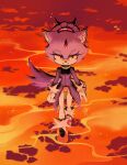  1girl blaze_the_cat forehead_jewel gloves green_eyes highres jacket looking_at_viewer molten_rock purple_jacket rfts10919 solo sonic_(series) white_gloves 