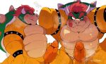  anthro armband balls big_muscles bodily_fluids bowser erection eyebrows first_person_view genitals hair hi_res horn humanoid_genitalia humanoid_penis hyaku_(artist) koopa looking_at_viewer male mario_bros musclegut muscular muscular_anthro nintendo penis red_hair scales scalie seductive shell solo spiked_armband spiked_shell spikes spikes_(anatomy) sweat thick_eyebrows yellow_body yellow_scales 