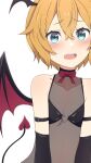  1girl alternate_costume blue_eyes breasts camui1104 demon_girl demon_tail demon_wings dress hair_between_eyes heart highres looking_at_viewer open_mouth orange_hair petra_leyte re:zero_kara_hajimeru_isekai_seikatsu see-through see-through_dress short_hair simple_background small_breasts solo tail white_background wings 