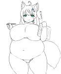 accessory ahoge animal_humanoid belly big_belly big_breasts blush blush_lines breasts canid canid_humanoid canine canine_humanoid clothing dialogue female fox_humanoid futon_(artist) green_eyes hair hair_accessory huge_breasts huge_thighs humanoid japanese_text looking_at_viewer mammal mammal_humanoid monochrome navel overweight overweight_female overweight_humanoid panties paper pen shirt simple_background smile solo tail text thick_thighs topwear translation_request underwear unknown_character 