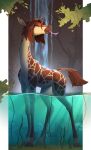  2023 absurd_res artfight border digital_media_(artwork) eyes_closed feral giraffe giraffid hi_res mammal outside partially_submerged solo tail tongue tongue_out water white_border yakovlev-vad 