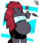  absurd_res anthro belly big_belly clothed clothing female generation_5_pokemon guzzlord420 hi_res navel nintendo pokemon pokemon_(species) pregnant pregnant_female solo zoroark 