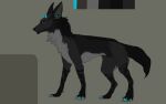  2015 ambiguous_gender black_body black_ears black_fur black_legs black_nose black_sclera black_tail blue_claws blue_eyes blue_horn canid canine cheek_tuft claws color_swatch countershading digital_media_(artwork) facial_tuft feral full-length_portrait fur geodis grey_background grey_body grey_countershading grey_fur horn leg_markings mammal markings model_sheet portrait quadruped side_view simple_background socks_(marking) solo standing tail toe_claws tuft unavailable_at_source 