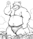  2023 anthro anvel belly bulge canid canine city clothing dekatanu hi_res humanoid_hands kemono macro male mammal moobs nipples outside overweight overweight_male raccoon_dog sketch solo tanuki underwear 