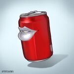  1:1 animate_inanimate anthro band1tnsfw beverage beverage_can cola digital_drawing_(artwork) digital_media_(artwork) female female_focus floating genitals grey_lips grey_pussy hi_res lips markings portrait pussy red_body simple_background smile soda solo thick_lips 