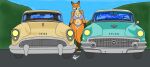  anthro breasts buick canid canine canis car clothed clothing delta_dewitt detailed_background digital_media_(artwork) female fox looking_at_viewer mammal solo vehicle 