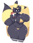  anthro beverage beverage_can big_breasts big_butt bikini black_body black_hair breasts butt clothing dewy-eyedboy eeveelution female generation_2_pokemon hair hi_res huge_breasts huge_butt huge_thighs markings mostly_nude navel nintendo pokemon pokemon_(species) simple_eyes smile soda solo standing striped_markings striped_tail stripes swimwear tail tail_markings thick_thighs umbreon unknown_character wide_hips 