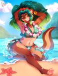  3d_(artwork) absurd_res anthro beans_(disambiguation) beautiful big_(disambiguation) breasts butt digital_media_(artwork) feet female fetish flower full furry gold green hi_res ignituspanda invalid_tag mammal mustelid otter paws plant red sea solo special summer tattoo water wet 