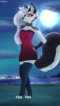  absurd_res anthro canid canid_demon canine chilling clothed clothing demon female fur hair hellhound helluva_boss hi_res looking_at_viewer loona_(helluva_boss) mammal pawldusk solo white_body white_fur 