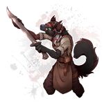  anthro blacksmith canid canine claws clothed clothing fox fur hi_res holding_object holding_weapon kredri male mammal melee_weapon simple_background solo standing sword tail weapon 