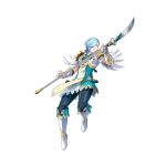  1boy armor attack blue_hair feather_trim fingerless_gloves fire_emblem fire_emblem_fates fire_emblem_heroes gloves gold_trim hair_over_one_eye holding holding_polearm holding_weapon light_blue_hair male_focus official_alternate_costume official_art polearm shigure_(fire_emblem) shigure_(resplindent)_(fire_emblem) short_hair shoulder_armor solo teeth vambraces weapon white_background white_footwear white_gloves yellow_eyes 