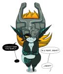  absurd_res arm_under_breasts breasts featureless_breasts female hi_res humanoid humanoid_pointy_ears imp looking_at_viewer markings midna nintendo offscreen_character short_stack simple_background sketch smug snaggle_tooth solo the_legend_of_zelda twili twilight_princess twistingtoxic white_background 