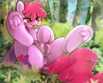  2023 anus berry_punch_(mlp) blush cutie_mark digital_media_(artwork) earth_pony equid equine female friendship_is_magic genitals hasbro hooves horse llametsul mammal my_little_pony outside pony pussy solo spread_legs spreading tongue tongue_out underhoof 