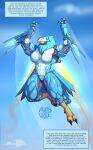  absurd_res anthro artificial avian bird blue_eyes breasts english_text feathers female flying hi_res machine muscular muscular_female synthetic text thrusters 