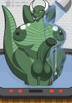  anthro balls belly big_balls big_belly big_breasts big_nipples big_penis bodily_fluids breasts dragon genital_fluids genitals green_body green_scales green_tongue gynomorph hi_res horn huge_balls huge_breasts huge_nipples huge_penis humanoid_genitalia humanoid_penis intersex nipples overweight penis precum reptile scales scalie shaded shower shower_head slightly_chubby smile solo spa tail teeth tenkelly thick thick_thighs tongue water watermark white_horn yellow_eyes 