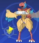  aarqon abs absurd_res anthro archen big_breasts big_nipples blue_body blue_feathers bottomwear breast_implants breasts clothing erect_nipples feathers female fossil_pokemon gameplay_mechanics generation_5_pokemon hi_res hotpants huge_nipples mostly_nude muscular muscular_female nintendo nipple_piercing nipples open_mouth piercing pokemon pokemon_(species) red_body red_feathers shirt shorts solo stats tank_top thick_thighs topwear yellow_body yellow_feathers 