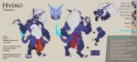  absurd_res blue_body blue_fur bottomwear canid canine clothing demon english_text fur hair hi_res hydroplane loincloth long_ears long_hair male mammal red_eyes slightly_chubby tail_flame text tibicena yellow_sclera 
