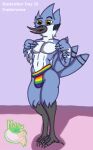  absurd_res anthro avian bird blue_jay cartoon_network clothing corvid feathers hi_res invalid_tag jay_(bird) jockstrap kink kinktober male mitsuthesune mordecai_(disambiguation) new_world_jay nsfw oscine passerine regular_show underwear wings 