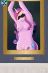  2:3 absurd_res areola ask-scylla bdsm blindfold bondage bound breasts cutie_mark equestria_trainers_society equid equine female friendship_is_magic genitals hasbro hi_res horn horn_jewelry horn_ring jewelry magic_inhibitor mammal my_little_pony nipples portrait portrait_(object) princess_cadance_(mlp) pussy ring_(jewelry) winged_unicorn wings wings_tied 