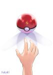  1other artist_name capsule commentary_request fingernails highres lightning_bolt_print poke_ball pokemon pokemon_(anime) reaching shadow watermark white_background yukari_(yukari21653710) 