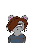  anthro brown_ears brown_hair dark_circles female fur grey_body grey_fur hair hi_res kelly_huxton_(character) mammal murid murine paperratkelly_(artist) pink_nose rat rodent simple_background solo whiskers white_background 