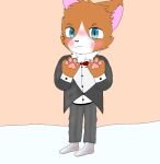  blue_eyes claw&#039;s clothing footwear fur furry furry_cat g-suit kittydee lovely male orange_body orange_fur sakura_school_simulator shuaiqi_students socks white_clothing white_footwear white_socks 