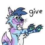  andromorph_(lore) anthro arm_tuft blep blue_body blue_fur blue_hair canid canine cheek_tuft chest_tuft dialogue elbow_tuft english_text facial_tuft fox fur green_markings green_pawpads hair luckfoxo33 male mammal markings pawpads paws purple_body purple_fur shoulder_tuft simple_background smile solo speech_bubble text tolng tongue tongue_out trans_(lore) trans_man_(lore) tuft white_body white_fur wide_hips 