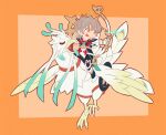  1boy archery bird bow_(weapon) captcarrotcake fire_emblem fire_emblem_fates floating flying happy highres kinshi kiragi_(fire_emblem) knight weapon wings 