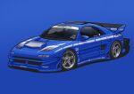  arhentol blue_background blue_theme car commentary english_commentary highres honda honda_nsx motor_vehicle no_humans original race_vehicle racecar shadow sparco spoiler_(automobile) sports_car vehicle_focus 