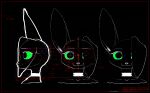 anthro biped black_background black_body blueprint domestic_cat eyelashes felid feline felis female green_eyes hi_res mammal simple_background solo void_(feliscede) 