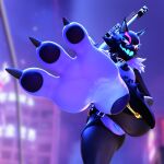  3d_(artwork) anthro areola big_breasts bigdogenzo black_body black_fur blender_(software) breasts canid canine canis claws clothed clothing collar digital_media_(artwork) epic_games feet female foot_fetish foot_focus fortnite fur fur_trim_(clothing) genitals glowing glowing_genitalia ineffective_clothing looking_at_viewer mammal multicolored_body multicolored_fur nipples open_mouth pack_leader_highwire pawpads paws pussy smile solo standing text thick_thighs toe_claws topwear two_tone_body two_tone_feet two_tone_fur wolf 