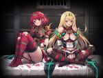  2girls armor arms_behind_back black_pantyhose blonde_hair blush bound bound_ankles bound_legs breasts commission dress highres indian_style indoors kataokasan knees_up large_breasts long_hair looking_at_viewer lying multiple_girls mythra_(xenoblade) object_insertion on_back panties pantyhose pussy_juice pyra_(xenoblade) red_armor red_eyes red_hair red_shorts red_thighhighs sex_toy shibari shibari_over_clothes short_dress short_hair short_shorts shorts shoulder_armor sitting swept_bangs thighhighs tiara torn_clothes torn_pantyhose torn_thighhighs underwear vaginal vaginal_object_insertion vibrator vibrator_under_clothes vibrator_under_panties white_dress white_panties xenoblade_chronicles_(series) xenoblade_chronicles_2 yellow_eyes 