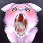  absurd_res ahegao ambiguous_gender anthro black_background black_eyebrows black_eyelashes blue_eyes blue_inner_ear blue_nose blue_pupils blush blush_lines bodily_fluids breath breath_cloud canid canine canine_teeth canis cheek_tuft cloud_(twinkworshiper88) cross-eyed cum cum_drip cum_in_mouth cum_in_throat cum_inside cum_on_chin cum_string drinking drinking_cum dripping ears_down excessive_saliva eyebrows facial_tuft female first_person_view fur gaping_mouth genital_fluids grey_background hi_res imminent_oral_vore imminent_vore looking_pleasured looking_up male mammal mouth_shot open_mouth panting pink_body pink_fur pivoted_ears predator/prey pupils saliva saliva_drip saliva_on_chin saliva_string sharp_teeth shoulder_tuft showing_teeth siliva simple_background solo spots teeth teeth_showing tuft twinkworshiper88 unnatural_colors white_spots wolf 