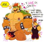  abs bowser bowser_jr. bulge clothing duo english_text father_(lore) genitals hi_res koopa male mario_bros nintendo nipple_piercing nipples parent_(lore) penis piercing poppin scalie simple_background son_(lore) text thong underwear white_background 