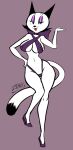  2022 5_fingers anthro arms_bent bedroom_eyes bent_leg big_breasts big_eyes bikini biped black_ears black_eyebrows black_eyelashes black_nose black_pupils black_whiskers bow_(feature) breasts clothed clothed_anthro clothed_female clothing curved_eyebrows curvy_figure digital_drawing_(artwork) digital_media_(artwork) dipstick_tail domestic_cat eyebrows eyelashes eyelids eyeshadow fangs felid feline felis female fingers footwear freckles front_view full-length_portrait fur glistening glistening_eyelids hand_on_hip hand_on_own_hip hi_res high_heels hourglass_figure humanoid_hands long_ears long_legs long_tail long_whiskers looking_at_viewer makeup mammal markings mature_anthro mature_female mother_puss narrowed_eyes navel neck_bow nipple_outline no_irises open_mouth open_smile plantigrade portrait prick_ears pupils purple_background purple_bikini purple_bow purple_clothing purple_eyeshadow purple_footwear purple_heels purple_high_heels purple_swimwear red_tongue seductive signature simple_background skimpy skimpy_bikini skimpy_swimwear small_waist smile smiling_at_viewer solo straight_leg swimwear tail tail_markings teeth the_complex_adventures_of_eddie_puss tongue wayesh webcomic whiskers white_body white_fur wide_hips 