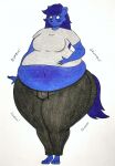  anthro arctic_fox belly belly_inflation belly_squish black_bottomwear black_clothing black_pants black_sweatpants blue_blush blueberry_inflation blush bottomwear canid canine celeste_(someguy7733) clothing english_text expansion female fox grey_clothing grey_shirt grey_topwear hand_on_stomach hi_res hip_expansion inflation mammal midriff navel pants rumbling_stomach shirt simple_background solo squish text thaliaglacyswells topwear traditional_media_(artwork) white_background 