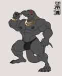  2022 abs absurd_res anthro areola biceps biped bulge clothed clothing digital_media_(artwork) epic_games fortnite grey_background grey_body hi_res jewelry komodo_dragon lizard male memphis_tigre monitor_lizard muscular muscular_anthro muscular_male muscular_thighs navel necklace nipples non-mammal_nipples pecs plantigrade quads reptile ring_(jewelry) scalie simple_background solo standing tail teeth thick_thighs thong thong_only thunder_(fortnite) topless underwear underwear_only 