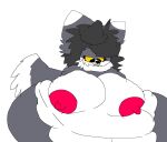  anthro big_breasts big_butt big_iris big_tail black_hair breasts butt canid canine canis chonk domestic_dog female fluffy fur grey_body grey_fur hair hi_res hybrid looking_down mammal morbidly_obese morbidly_obese_female nipples nude obese obese_female overweight overweight_female panzki solo spitz tail thick_thighs tufty_hair ulrikathespitz white_body white_fur wolf yellow_eyes 