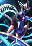  ._. black_sclera colored_sclera commentary deoxys deoxys_(normal) earth_(planet) english_commentary highres light looking_at_viewer no_humans penta_oekaki planet pokemon pokemon_(creature) solo space 