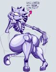  andromorph anthro big_butt bodily_fluids bone butt crossed_legs dialogue intersex sitting skeleton skull_cat solo sweat xexeezy 