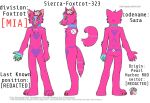  absurd_res accessory anthro canid canine english_text f00xtr0t323 female flower flower_in_hair fox fur hair hair_accessory hi_res mammal markings model_sheet pink_body pink_fur plant sara(f00xtr0t323) solo text tribal tribal_markings 