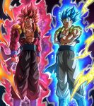  aura biceps blue_eyes blue_sash blue_wristband body_fur buraku_black dougi dragon_ball dragon_ball_heroes gogeta gogeta_(xeno) highres long_hair looking_at_viewer male_focus metamoran_vest monkey_boy monkey_tail multiple_boys muscular muscular_male no_nipples pants pectorals pink_fur red_fur red_hair saiyan sash spiked_hair super_full_power_saiyan_4_limit_breaker super_saiyan super_saiyan_4 super_saiyan_blue_evolved tail time_patrol_(dragon_ball) 