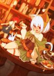  :d @_@ alcohol animal_ear_fluff animal_ears arm_support beer beer_mug belt belt_pouch blurry blurry_background breasts brown_belt buttons cat_ears cat_girl cat_tail collared_shirt cup dress drunk dutch_angle fang food frilled_dress frills full_body green_skirt hair_between_eyes hand_up highres holding holding_with_tail indoors leaning_to_the_side long_sleeves looking_at_viewer mug off_shoulder on_table open_mouth original paw_pose plate pleated_dress pocket pouch prehensile_tail red_eyes round_table shirt short_dress short_hair sitting skin_fang skirt small_breasts smile solarisu spilling table tail tavern thigh_strap white_hair white_shirt yokozuwari 