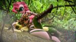  animal_print anthro anthrofied bodypaint boots bra clothing duo earth_pony equid equine female female/female fluttershy_(mlp) footwear forest friendship_is_magic hasbro hi_res horse jungle knottybuppy mammal markings my_little_pony pinkie_pie_(mlp) plant pony raised_leg tree tribal tribal_markings underwear wrestling 