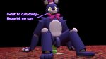  anthro bodily_fluids bonnie_(fnaf) dildo dripping fan_character five_nights_at_freddy&#039;s genital_fluids genitals hi_res male male/male penis precum precum_drip richardbunbon riding riding_dildo scottgames sex_toy solo speech_bubble 